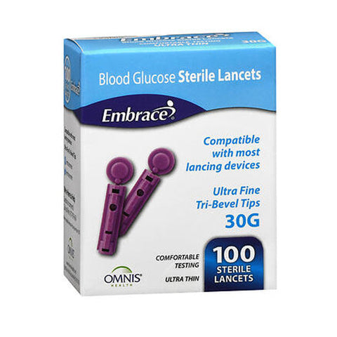 Embrance, Blood Glucose Sterile Lancets 30G, 100 UNIT Embrance