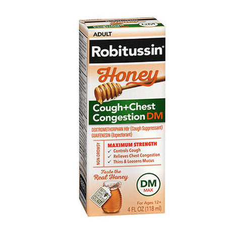 Robitussin, Adult Honey Cough + Chest Congestion Dm Liquid Maximum Strength, 4 Oz Robitussin