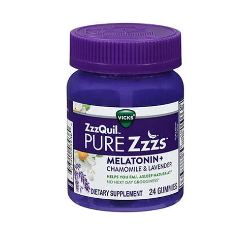 Zzzquil, Pure Zzzs Melatonin + Chamomile And Lavender Gummies Wildberry Vanilla, 24 Each Zzzquil