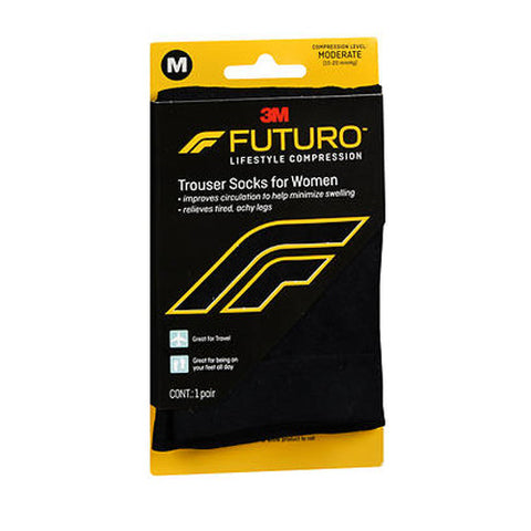 Futuro, Lifestyle Compression Trouser Socks For Women Moderate Large Black, 1 Pair Futuro