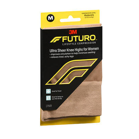 Futuro, Lifestyle Compression Ultra Sheer Knee Highs For Women Moderate Medium, 1 Pair Futuro