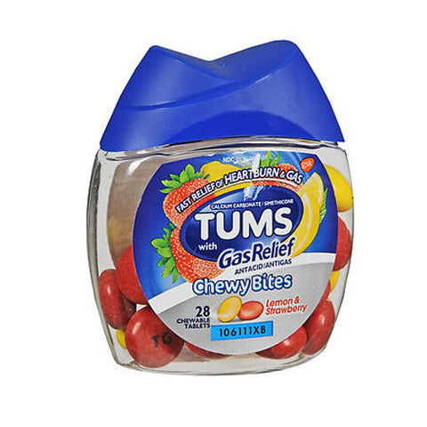 Tums, Gas Relief Chewy Bites Lemon And Strawberry, 28 Each Tums