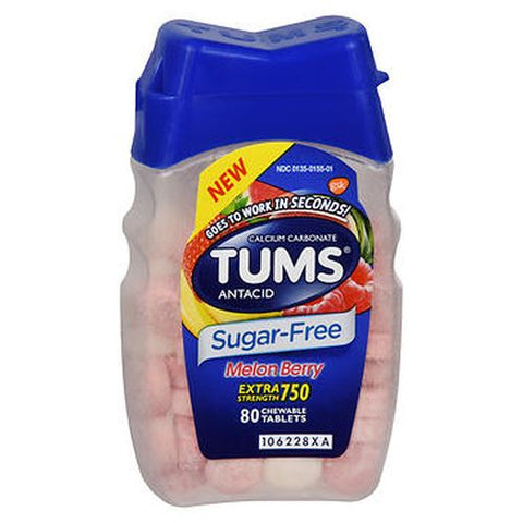 Tums, Tum Extra Strength Antacid Chewable Tablets Sugar-Free Melon Berry, 80 Tabs Tums