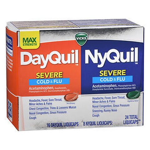 Vicks, Dayquil And Nyquil Severe Cold & Flu Liquicaps, 24 Tabs Vicks
