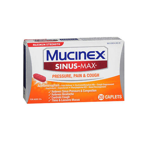 Mucinex, Sinus-Max Pressure Pain And Cough Caplets Maximum Strength, 20 Caps Mucinex
