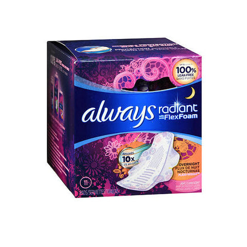 Always Discreet, Radiant Pads Size 4 Overnight With Flexi-Wings Light Clean, 10 Each Always Discreet