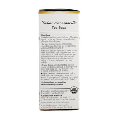 Celebration Herbals, Organic Sarsaparilla Root, 24 Bags Celebration Herbals
