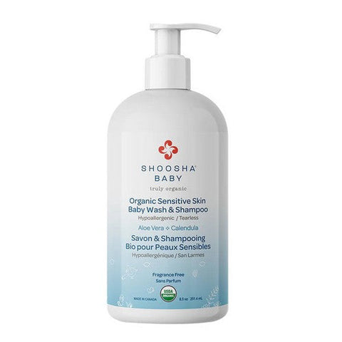 Shoosha, Sensitive Skin Organic Baby Wash & Shampoo, Unscented 8.5 Oz Shoosha