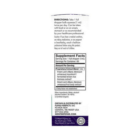 Host Defense, Lion's Mane Extract, 2 Oz Host Defense