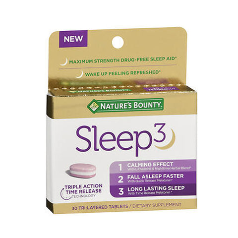 Sleep3 Melatonin Maximum Strength Tri-Layered Tablets 30 Tabs by Nature's Bounty