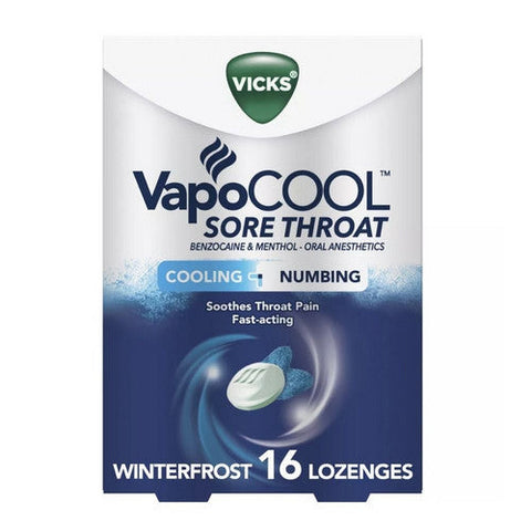 Vicks, VapoCool Sore Throat Lozenges Winterfrost, 16 Each Vicks