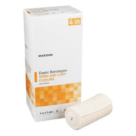McKesson, Elastic Bandage 4 Inch X 5 Yard Single Hook and Loop Closure Tan 054, Case Of 5 McKesson