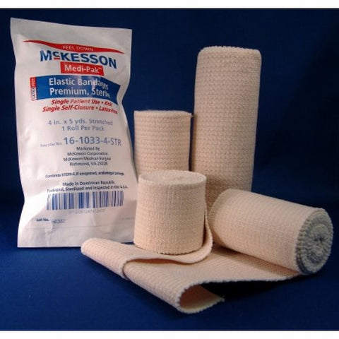 McKesson, Elastic Bandage 4 Inch X 5 Yard Single Hook and Loop Closure Tan 16-1033-4-STR, Count of 36 McKesson