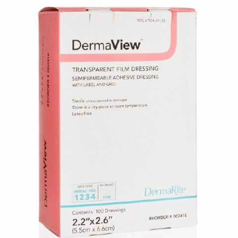 DermaRite, Transparent Film Dressing DermaView Roll 4 Inch X 11 Yard 2 Tab Delivery With Label Sterile, 1 Each DermaRite