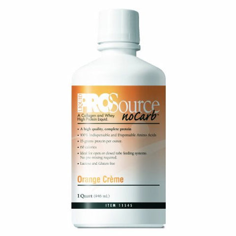 Medtrition, Protein Supplement ProSource NoCarb Orange CrÃƒÂ¨me Flavor 32 oz. Bottle Ready to Use, Count of 4 Medtrition