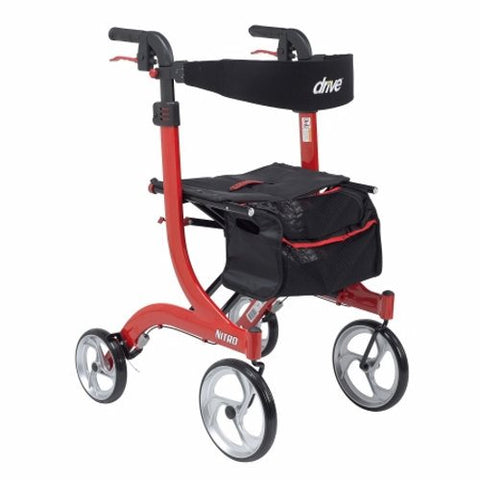 Drive Medical, 4 Wheel Rollator drive Nitro Red Tall Height Aluminum Frame, Count of 1 Drive Medical