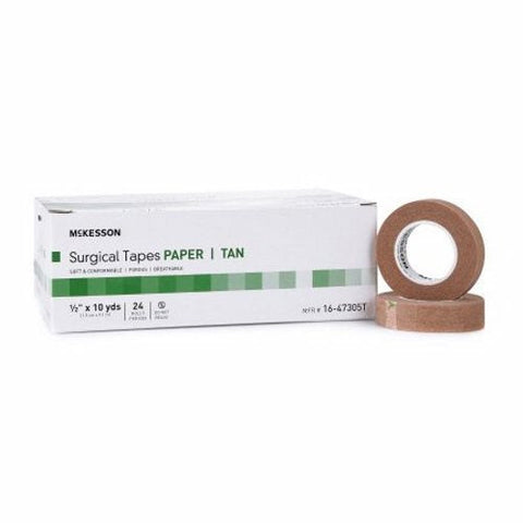 McKesson, Medical Tape McKesson Paper 1/2 Inch X 10 Yard Tan NonSterile, Case Of 12 McKesson