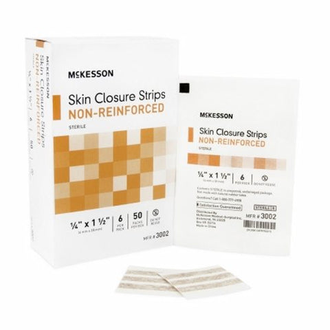 McKesson, Skin Closure Strip McKesson 1/4 X 1-1/2 Inch Nonwoven Material Flexible Strip Tan, Box Of 50 McKesson