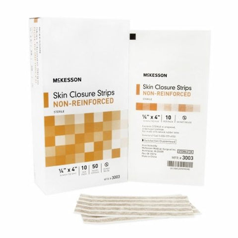 McKesson, Skin Closure Strip McKesson 1/4 X 4 Inch Nonwoven Material Flexible Strip Tan, Case Of 4 McKesson