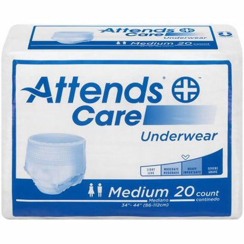 Attends, Unisex Adult Absorbent Underwear Care Pull On with Tear Away Seams Medium, Count of 20 Attends