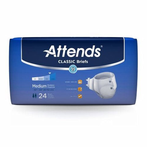 Attends, Unisex Adult Incontinence Brief Attends  Classic Tab Closure Medium Disposable Heavy Absorbency, Case Of 4 Attends