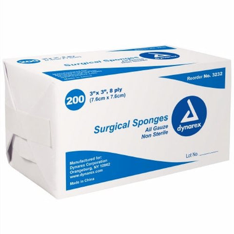 Dynarex, Gauze Sponge 4 X 4 Inch 8-Ply NonSterile 3264, Box Of 200 Dynarex