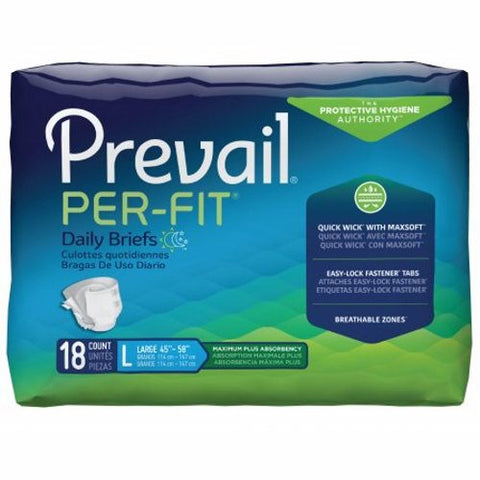 First Quality, Unisex Adult Incontinence Brief Per-Fit Maximum Plus Large Disposable Heavy Absorbency, Case Of 4 First Quality