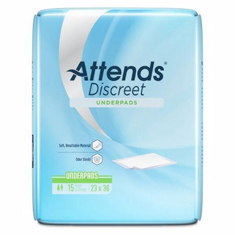 Attends, Discreet Disposable Underpad Polymer Light Absorbency, Case Of 10 Attends