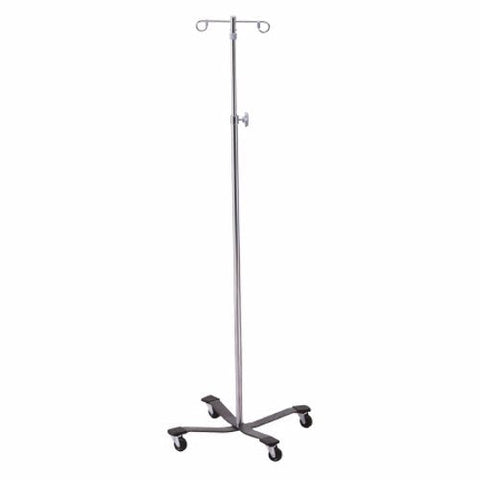 McKesson, IV Stand Floor Stand McKesson 2-Hook 4-Leg, Rubber Wheel, Ball-Bearing Casters, 22 Inch Epoxy-Coated, Count of 1 McKesson