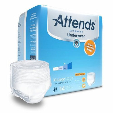Attends, Unisex Adult Absorbent Underwear Attends  Advanced Pull On with Tear Away Seams X-Large Disposable H, Case Of 4 Attends