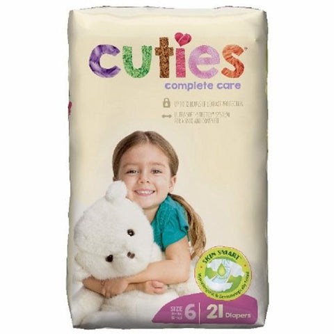 First Quality, Unisex Baby Diaper Cuties  Complete Care Tab Closure Size 6 Disposable Heavy Absorbency, Count of 104 First Quality