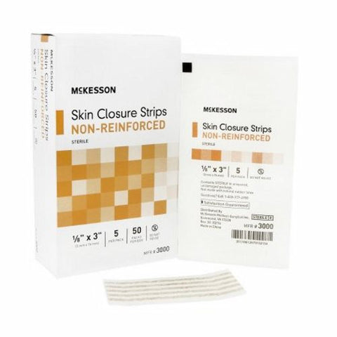 McKesson, Skin Closure Strip McKesson 1/8 X 3 Inch Nonwoven Material Flexible Strip Tan, Case Of 4 McKesson