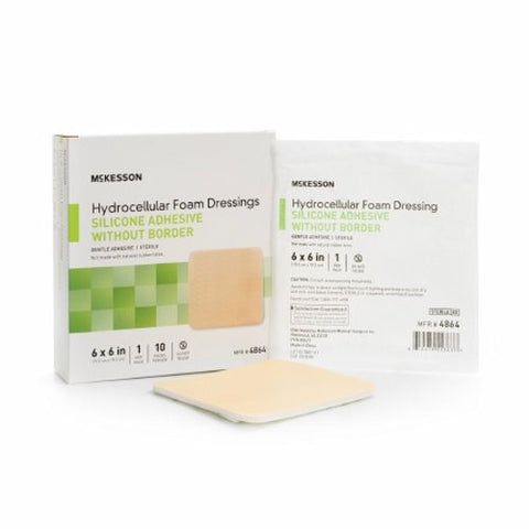 McKesson, Foam Dressing 6 X 6 Inch Without Border Film Backing Silicone Gel 4864, Case Of 20 McKesson