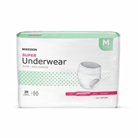 McKesson, Unisex Adult Absorbent Underwear Pull On with Tear Away Seams Medium Disposable Moderate Absorbency, Count of 20 McKesson