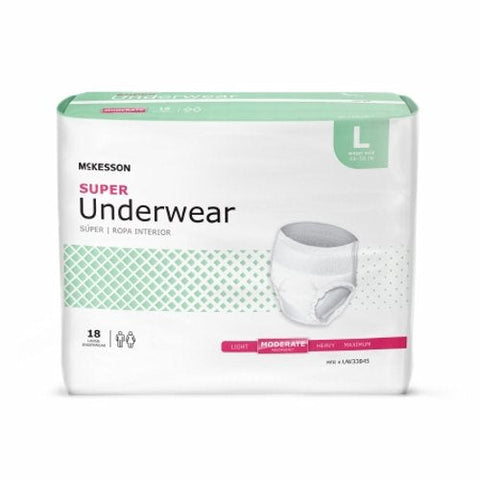 McKesson, Unisex Adult Absorbent Underwear Pull On with Tear Away Seams Large Disposable Moderate Absorbency, Case Of 4 McKesson