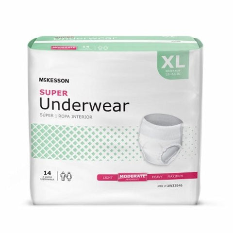 McKesson, Disposable Underwear Pull On with Tear Away Seams X-Large Moderate, Case Of 4 McKesson