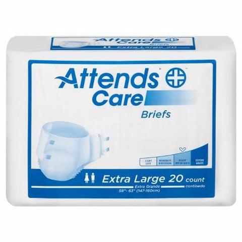 Attends, Unisex Adult Incontinence Brief Care X-Large Disposable Heavy Absorbency, Count of 20 Attends
