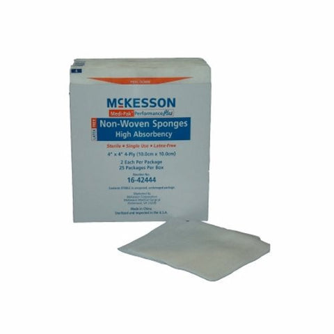 McKesson, Nonwoven Sponge 4 X 4 Inch 4-Ply Sterile 16-42444, 1 Pack McKesson