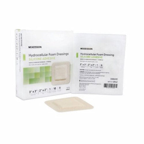 McKesson, Foam Dressing 3 X 3 Inch With Border Film Backing Silicone Gel 4842, Case Of 20 McKesson