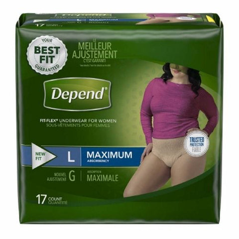 Kimberly Clark, Female Adult Absorbent Underwear Depend  FIT-FLEX  Pull On with Tear Away Seams Large Disposable Hea, Count of 34 Kimberly Clark