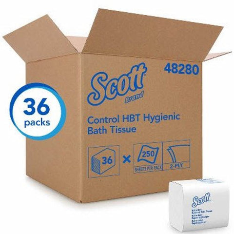 Kimberly Clark, Toilet Tissue Scott  Control HBT White 2-Ply Standard Size Folded 250 Sheets 4-1/2 X 8-1/10 Inch, Count of 36 Kimberly Clark