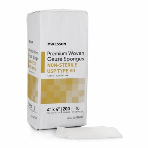 McKesson, Gauze Sponge 4 X 4 Inch 12-Ply NonSterile 42422000, Pack Of 200 McKesson