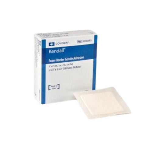 Cardinal, Foam Dressing 5-1/2 X 5-1/2 Inch With Border Film Backing Silicone 55566BG, Box Of 10 Cardinal