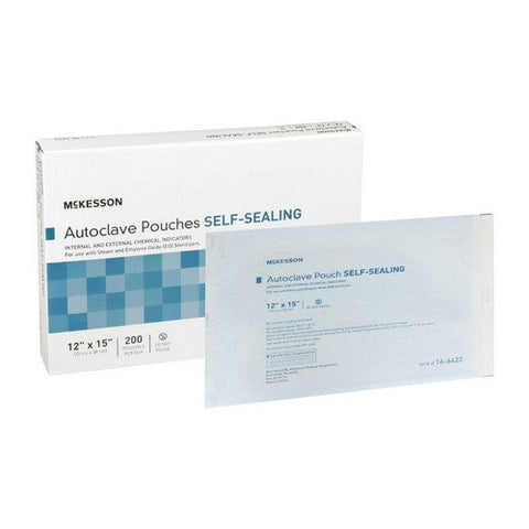 McKesson, Sterilization Pouch Ethylene Oxide EO Gas Steam 12 X 15 Inch 16-6422, Box Of 200 McKesson