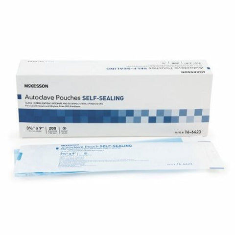 McKesson, Sterilization Pouch Ethylene Oxide Gas / Steam 3-1/2 X 9 Inch Transparent 16-6423, Case Of 10 McKesson