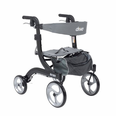 Drive Medical, 4 Wheel Rollator Nitro Black Adjustable Height Aluminum Frame, Count of 1 Drive Medical