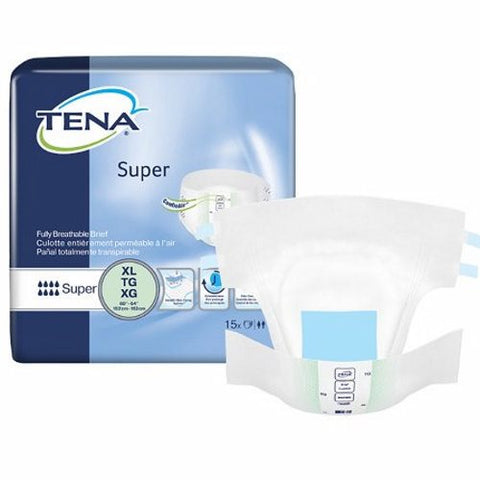 Tena, Unisex Adult Incontinence Brief TENA  Super Tab Closure X-Large Disposable Heavy Absorbency, Count of 15 Tena