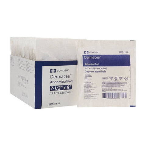 Cardinal, Abdominal Pad Dermacea NonWoven Fluff 7-1/2 X 8 Inch Rectangle Sterile, Count of 216 Cardinal