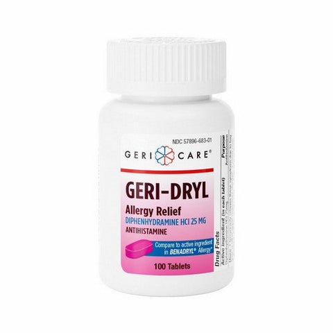 Gericare, Allergy Relief Geri-Dryl Strength, 25 Mg, 100 Tablets Gericare