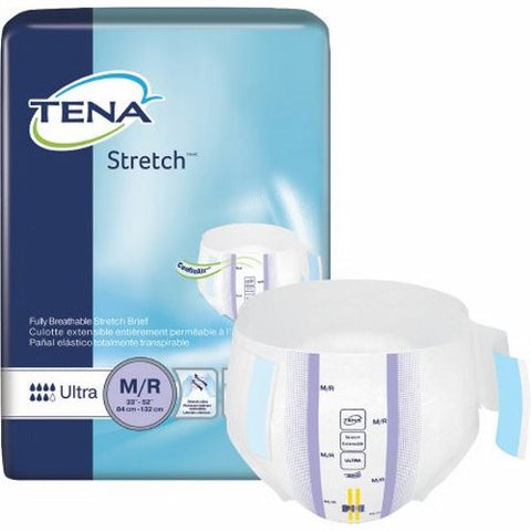 Tena, Unisex Adult Incontinence Brief TENA  Stretch Ultra Tab Closure Medium Disposable Heavy Absorbency, Count of 36 Tena